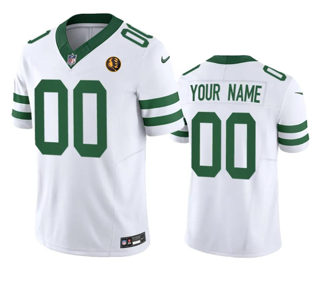 Men's New York Jets Active Player Custom White 2023 F.U.S.E. Throwback With John Madden Patch Vapor Limited Football Stitched Jersey